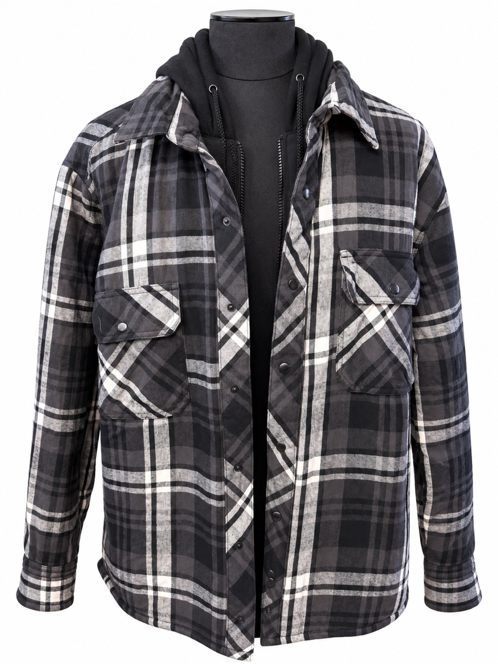 Men's Black & Gray Plaid Lightweight Quilted Jacket